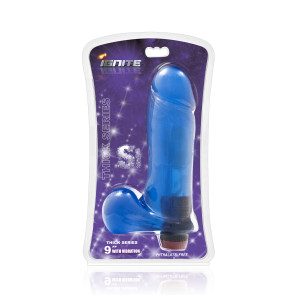 SI IGNITE Thick Cock with Balls and Vibration, Vinyl, Blue, 23 cm (9 in), Ø 6,3 cm (2,5 in)