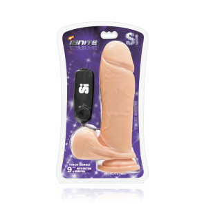 SI IGNITE Vibrating Thick Cock with Balls and Suction, Vinyl, Flesh, 23 cm (9 in), Ø 6,3 cm (2,5 in)