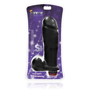 SI IGNITE Thick Cock with Balls and Vibration, 25 cm (10 in), Black